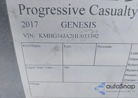 2017 Genesis G90 3.3T Premium из США, поврежденный, VIN KMHG34JA2HU033392